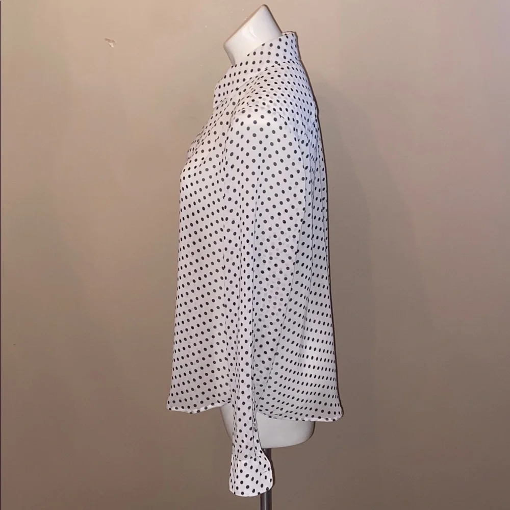 Isaac Mizrahi Women’s Black and White Polka Dot Button Down Blouse Size XL